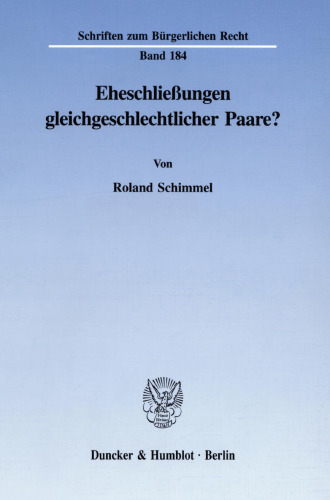 Eheschließungen gleichgeschlechtlicher Paare?