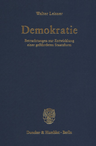 Demokratie. Betrachtungen zur Entwicklung einer gefährdeten Staatsform. (Der Band enthält die folgenden vier, bereits veröffentlichten Bücher: Demokratie. Selbstzerstörung einer Staatsform? (1979);: Der Gleichheitsstaat. Macht durch Nivellierung (1980); Die Demokratische Anarchie. Verlust der Ordnung als Staatsprinzip? (1982); Der Führer. Persönliche Gewalt - Staatsrettung oder Staatsdämmerung? (1983))