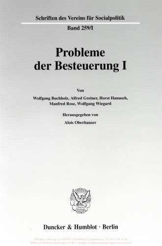 Probleme der Besteuerung I