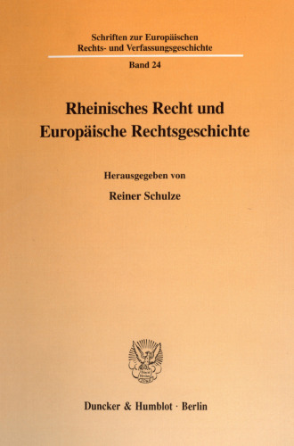 Rheinisches Recht und Europäische Rechtsgeschichte: Beilage: CD-Rom: Datenbank zur rheinischen Judikatur im frühen 19. Jahrhundert. Die Rechtsprechung der Appellationsgerichte Trier, Köln und Düsseldorf 1803 - 1819. Hrsg. von Reiner Schulze / Hans Schulte-Nölke
