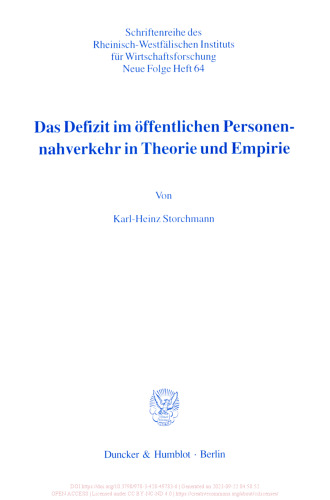 Das Defizit im öffentlichen Personennahverkehr in Theorie und Empirie