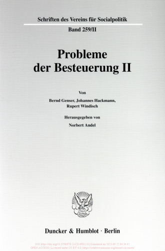 Probleme der Besteuerung II