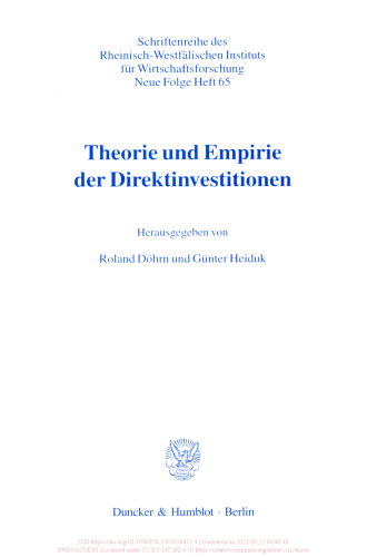 Theorie und Empirie der Direktinvestitionen