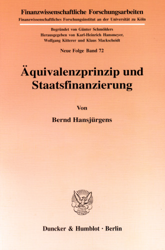Äquivalenzprinzip und Staatsfinanzierung