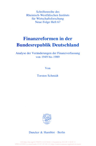 Finanzreformen in der Bundesrepublik Deutschland: Analyse der Veränderungen der Finanzverfassung von 1949 bis 1989