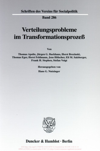 Verteilungsprobleme im Transformationsprozeß