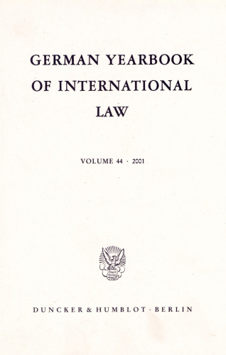 German Yearbook of International Law / Jahrbuch für Internationales Recht: Vol. 44 (2001)