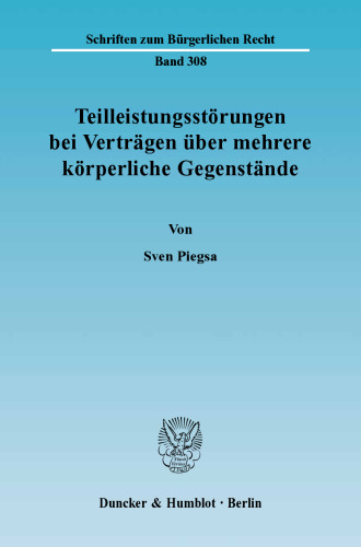 Teilleistungsstörungen bei Verträgen über mehrere körperliche Gegenstände