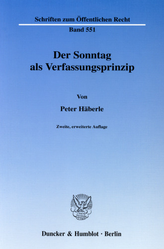 Der Sonntag als Verfassungsprinzip