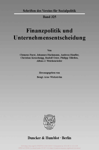 Finanzpolitik und Unternehmensentscheidung