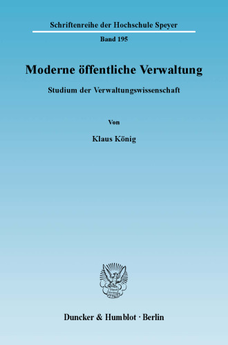 Moderne öffentliche Verwaltung: Studium der Verwaltungswissenschaft