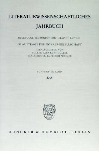 Literaturwissenschaftliches Jahrbuch: 50. Band (2009)