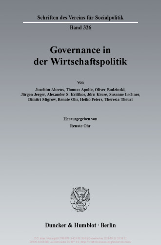 Governance in der Wirtschaftspolitik