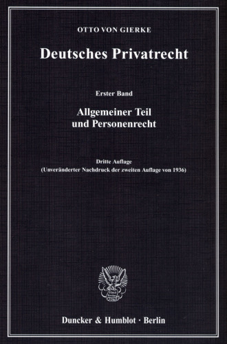 Deutsches Privatrecht: Erster Band: Allgemeiner Teil und Personenrecht