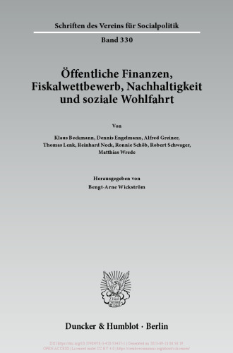 Öffentliche Finanzen, Fiskalwettbewerb, Nachhaltigkeit und soziale Wohlfahrt