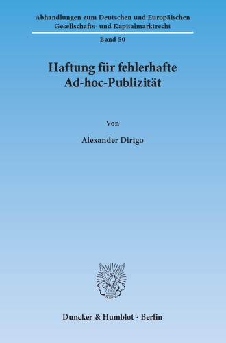 Haftung für fehlerhafte Ad-hoc-Publizität