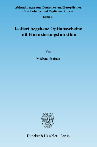 Isoliert begebene Optionsscheine mit Finanzierungsfunktion