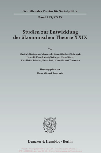 Die Entwicklung der Raumwirtschaftslehre von ihren Anfängen bis in die Gegenwart: Studien zur Entwicklung der ökonomischen Theorie XXIX