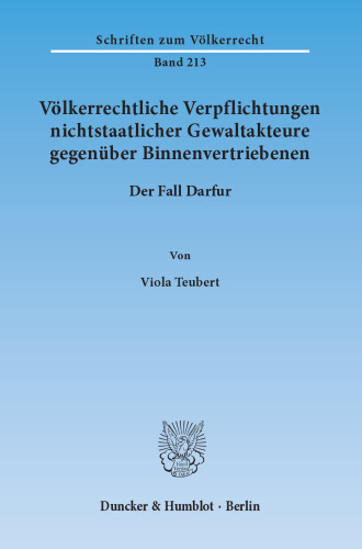 Völkerrechtliche Verpflichtungen nichtstaatlicher Gewaltakteure gegenüber Binnenvertriebenen: Der Fall Darfur