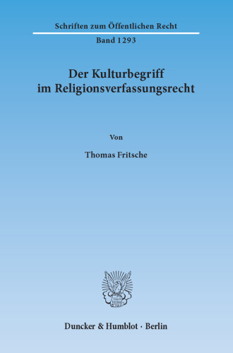 Der Kulturbegriff im Religionsverfassungsrecht