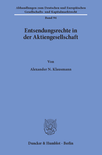 Entsendungsrechte in der Aktiengesellschaft