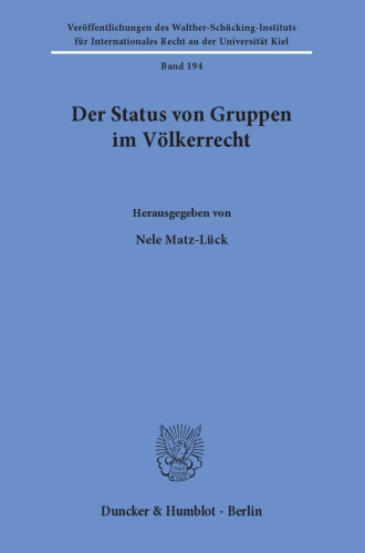 Der Status von Gruppen im Völkerrecht