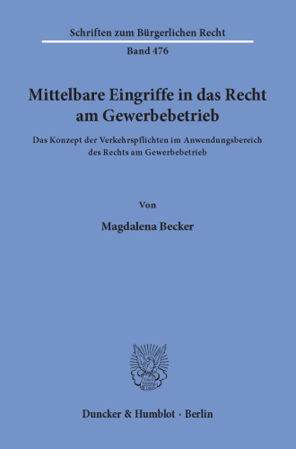 Mittelbare Eingriffe in das Recht am Gewerbebetrieb: Das Konzept der Verkehrspflichten im Anwendungsbereich des Rechts am Gewerbebetrieb
