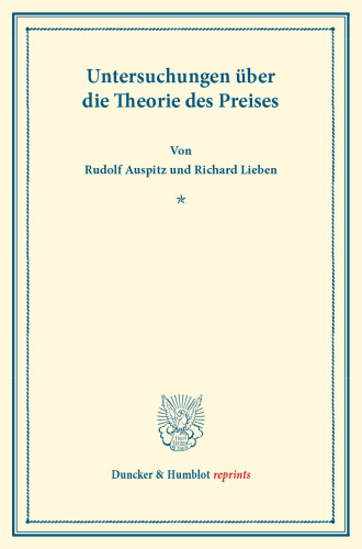 Untersuchungen über die Theorie des Preises