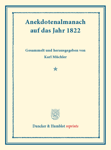 Anekdotenalmanach auf das Jahr 1822