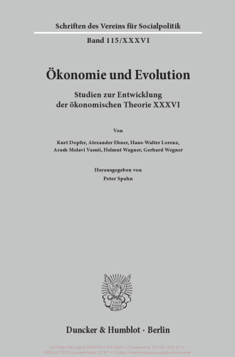 Ökonomie und Evolution: Studien zur Entwicklung der ökonomischen Theorie XXXVI