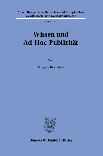 Wissen und Ad-Hoc-Publizität