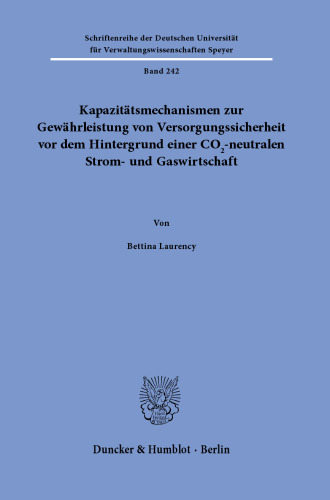 Kapazitätsmechanismen zur Gewährleistung von Versorgungssicherheit vor dem Hintergrund einer CO2-neutralen Strom- und Gaswirtschaft