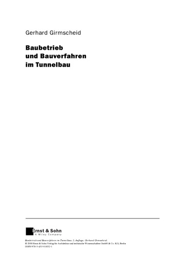 Baubetrieb und Bauverfahren im Tunnelbau, 2. Auflage