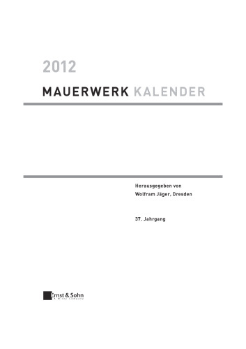 Mauerwerk-Kalender 2012, Schwerpunkt: Eurocode 6