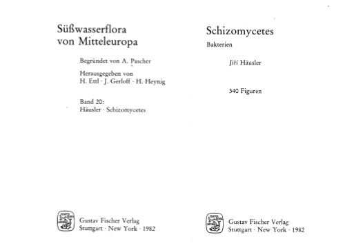 Süßwasserflora von Mitteleuropa: Schizomycetes
