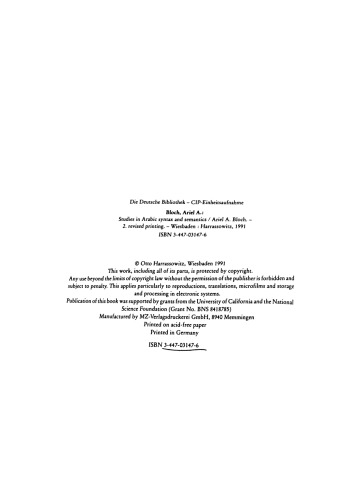 Studies in Arabic Syntax and Semantics