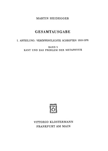 Kant und das Problem der Metaphysik (1929)