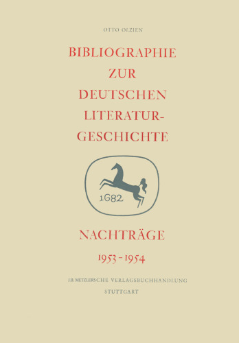 Bibliographie zur Deutschen Literaturgeschichte: Nachträge 1953–1954