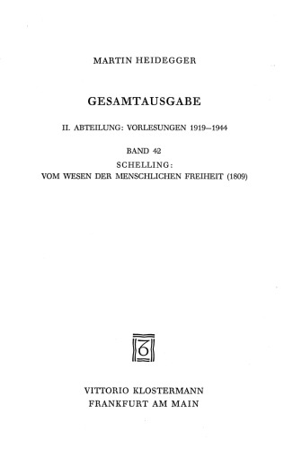 Schelling: Vom Wesen der menschlichen Freiheit (1809)