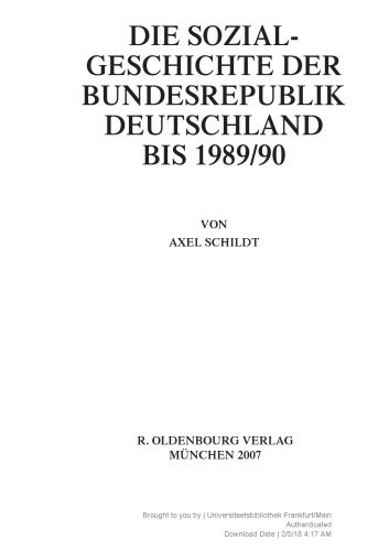 Die Sozialgeschichte der Bundesrepublik Deutschland bis 1989/90
