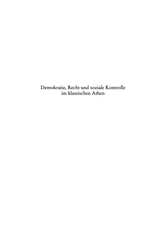 Demokratie, Recht und soziale Kontrolle im klassischen Athen