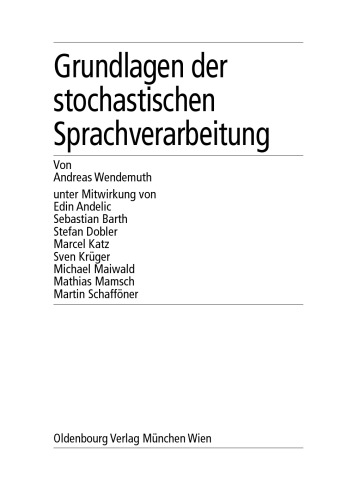 Grundlagen der stochastischen Sprachverarbeitung