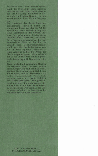 Der Parlamentarische Rat 1948-1949: BAND 10 Ältestenrat, Geschäftsordnungsausschuß und Überleitungsausschuß