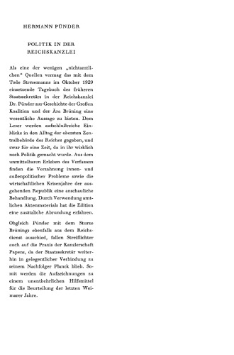 Politik in der Reichskanzlei: Aufzeichnungen aus den Jahren 1929-1932