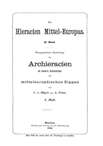 Monographische Bearbeitung der Archieracien mit besonderer Berücksichtigung der mitteleuropäischen Sippen