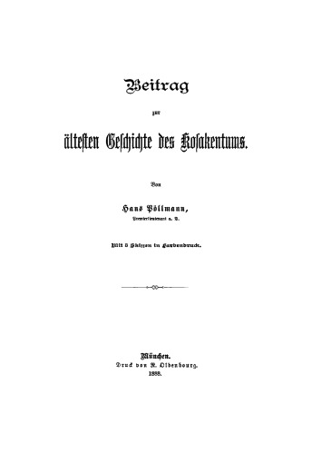 Beitrag zur ältesten Geschichte des Kosakentums