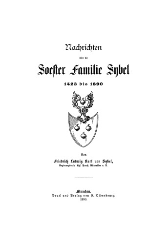 Nachrichten über die Soester Familie Sybel: 1423 bis 1890