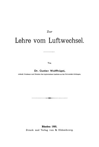 Zur Lehre vom Luftwechsel