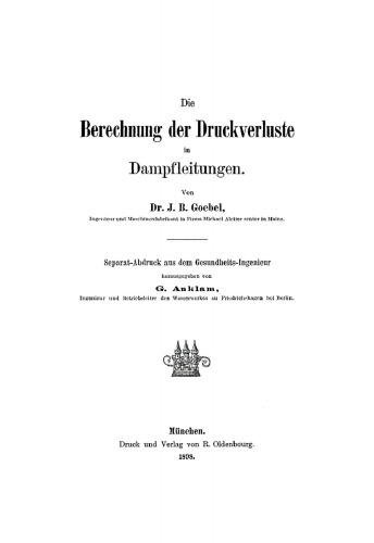 Die Berechnung der Druckverluste in Dampfleitungen
