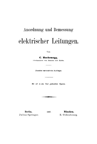 Anordnung und Bemessung elektrischer Leitungen